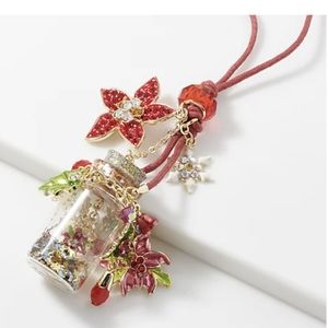 Kirks Folly Christmas FairyDust Poinsettia Necklace NEW